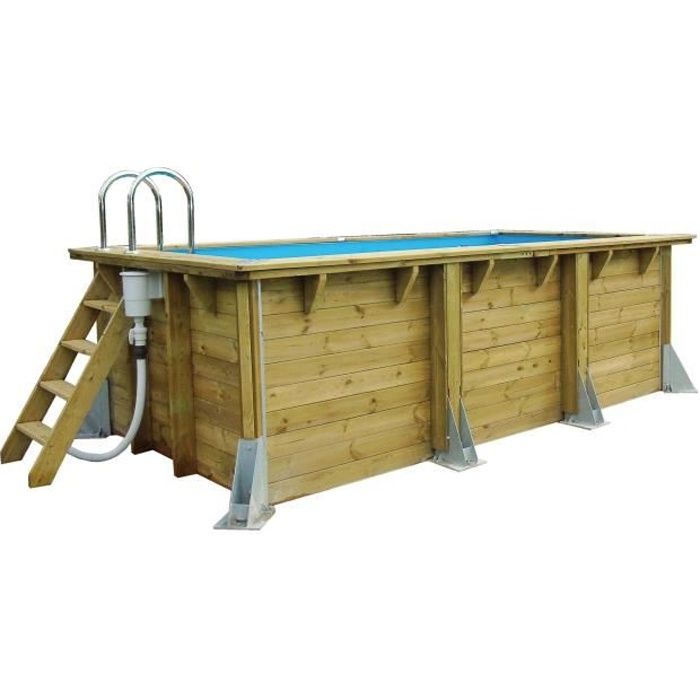 UBBINK Piscine bois Azura 250x450 H126cm - Liner Bleu - Hors sol, semi enterrée ou enterrée - Garantie 15 ans