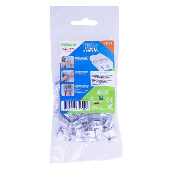 WAGO Sachet de 100 bornes 2-3-5 entrées Série 2273