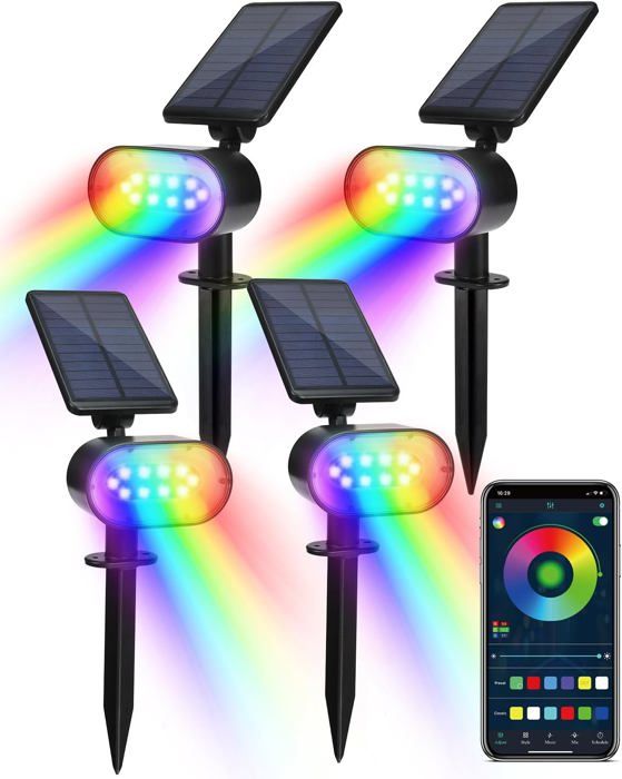 Lot de 2 lampes solaires de jardin décoratives et étanches pour
