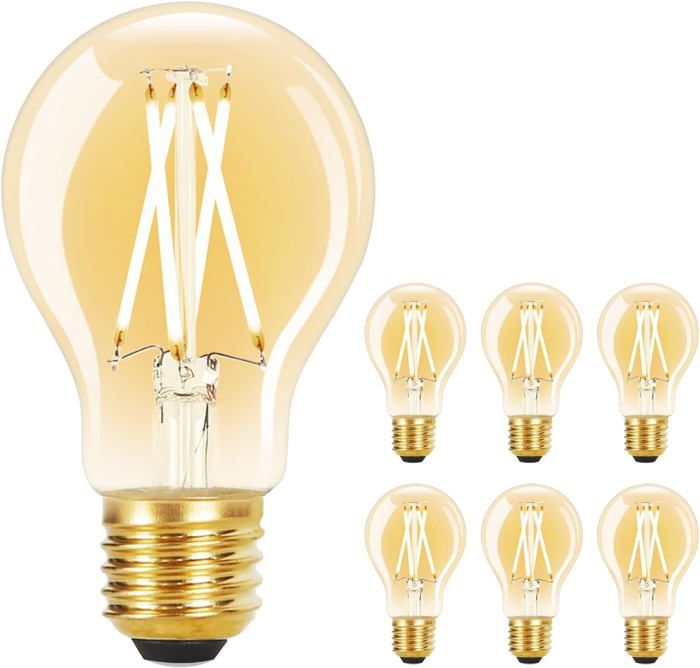 Homefire Lot de 6 Ampoule LED E27 - 4W Vintage blanc chaud 2700K LED Edison A60 lampe ampoule filament - Non dimmable