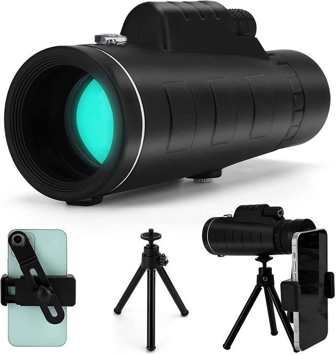 Monoculaire Hd 80 X 100 Haute Puissance Pour Smartphone, Vision Nocturne, Adaptateur De
