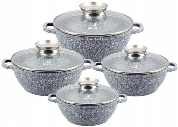 KlönBerg 8-piece pot set 1.7/2.6/3.9/4.8 l antiadhésif avec couvercle KB3953