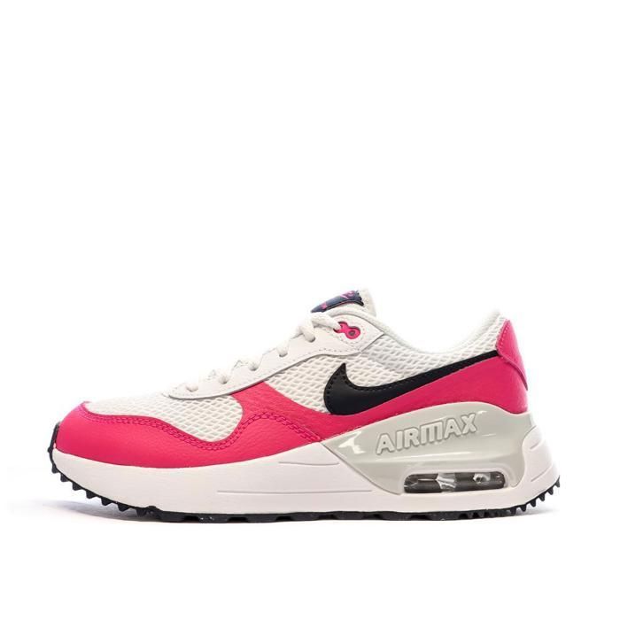 Nike Baskets Blanc/Rose Femme Nike Air Max Systm