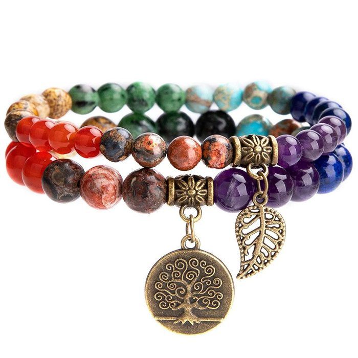 Ensemble de bracelets bracelet chakra pour femme bracelet de yoga pendentif arbre de vie coloré