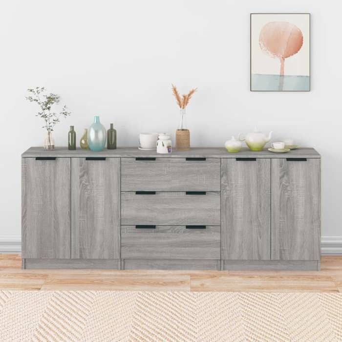 Bahut de SalonArmoire de CuisineLot de 3 Buffets pour Salle à Manger Sonoma gris bois dingénierie BONNIE B91779525