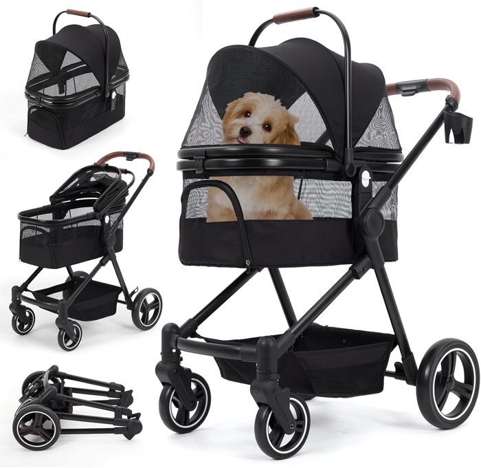 Comparer les prix de 3 en 1  Poussette pliable pour Chien et Chat avec Roues,avec laisses de sécurité,77 X 41 X 100CM