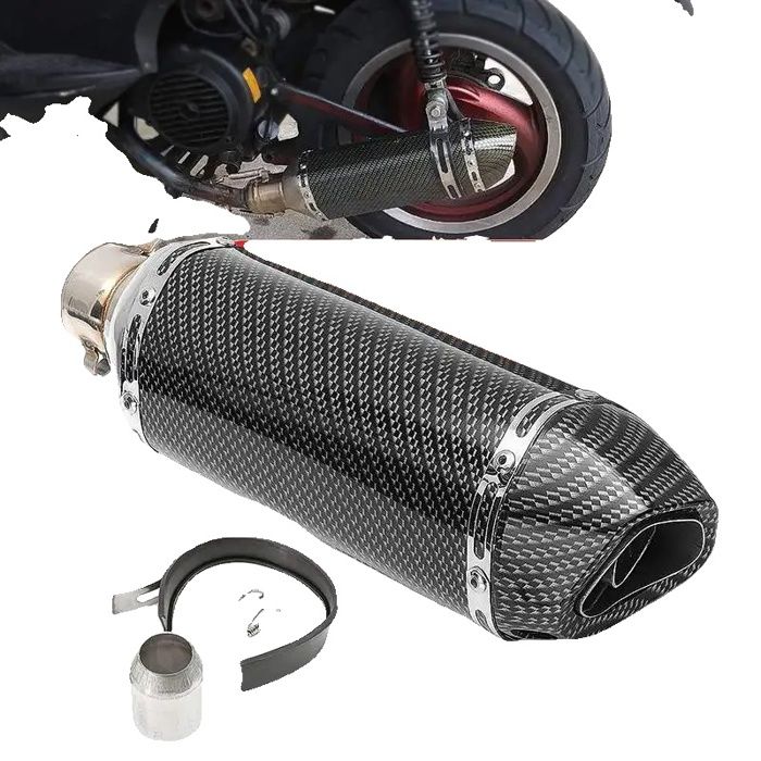 Silencieux Universel échappement Moto 60mm - Fibre Carbone Alliage Titane - Neuf