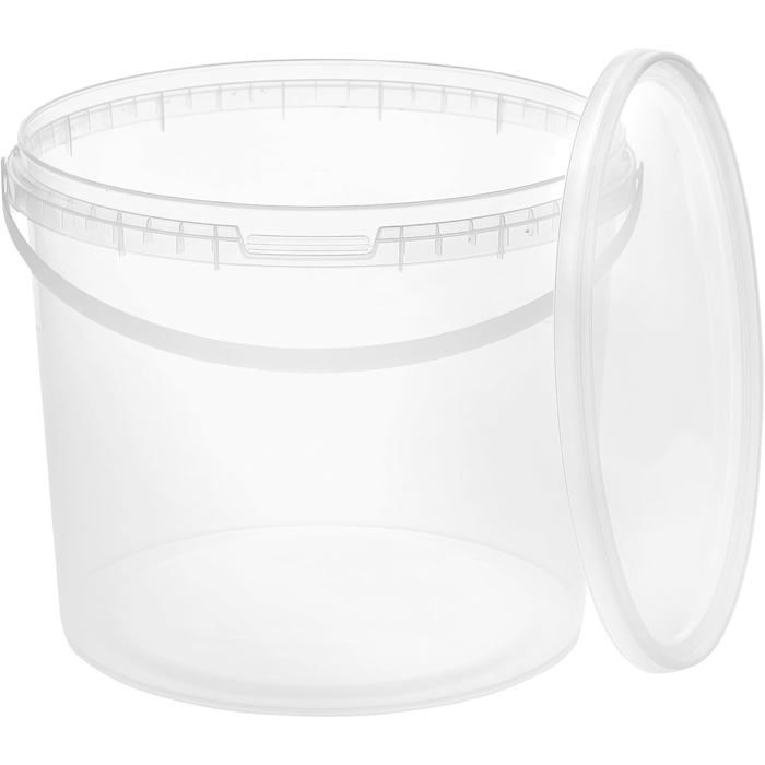 Seau Transparent 5 Litres POSH - Qualité Alimentaire, Hermétique, Anti-Fuite, Avec Anse