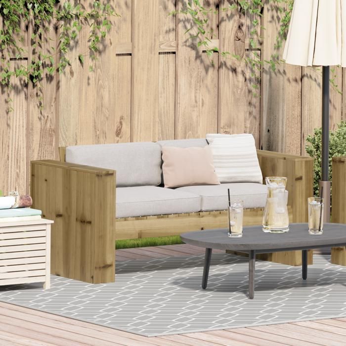vidaXL Canapé de jardin 2 places 134x60x62 cm en bois massif de pin 873867 - vue 3