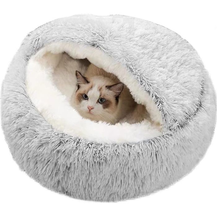 Meilleurs prix pour Panier apaisant pour chats et petits chiens panier lavable pour animaux de compagnie coussin rond moelleux de 50 cm coussin d