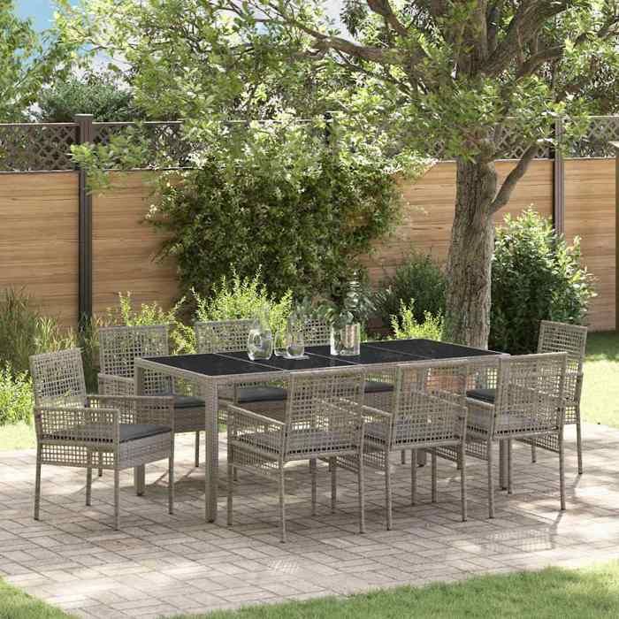 vidaXL Set de jardin avec coussins Rattan poly - vue 2
