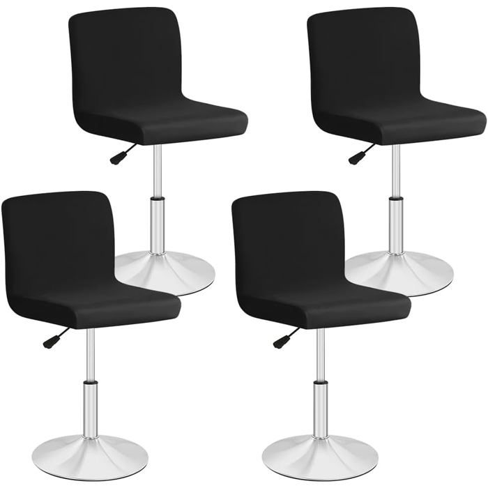 Ensemble de 4 Housses de Chaise Haute Bar de Salle à MangerHousse Tabouret de Bar Amovible et LavableCouverture Extensible (Noir)