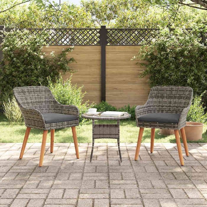 vidaXL Chaise de jardin 2 pcs 62 5 x 55 x 82 cm polyrotin - vue 2