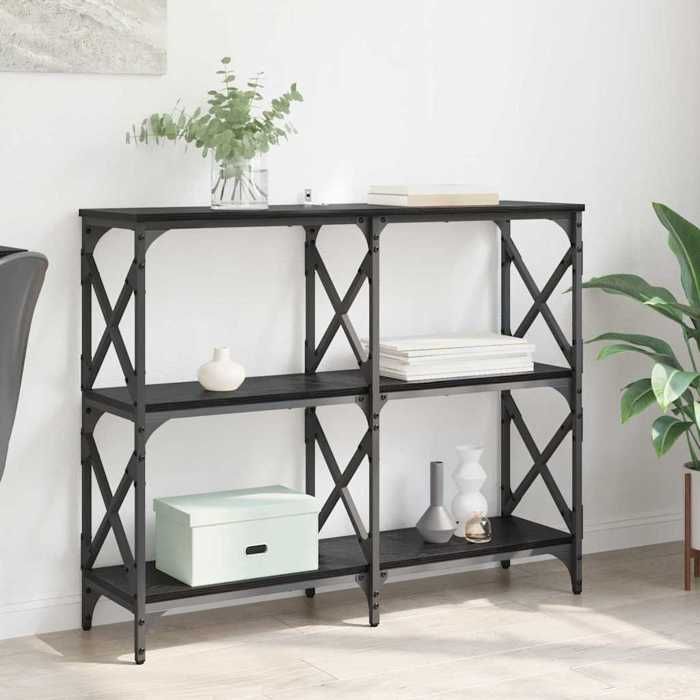 Table console - vidaXL - Chêne noir - Bois dingénierie - Pieds réglables - 100 x 28 x 80 5 cm