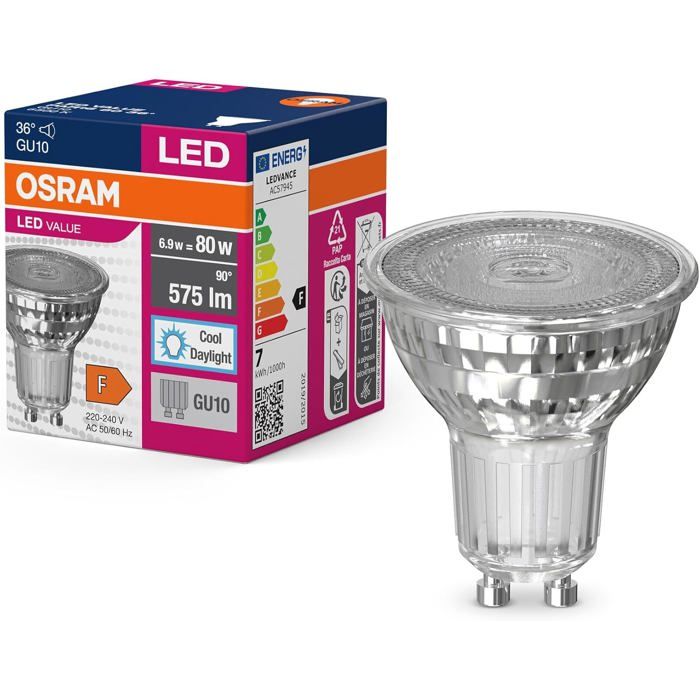 Lampe LED OSRAM Valeur détoile PAR16 GU10 575 LM 10 Pack Lumière du Jour Lampe LED OSRAM Valeur détoile PAR16 GU10 575 LM 10 Pack Lumière du Jour