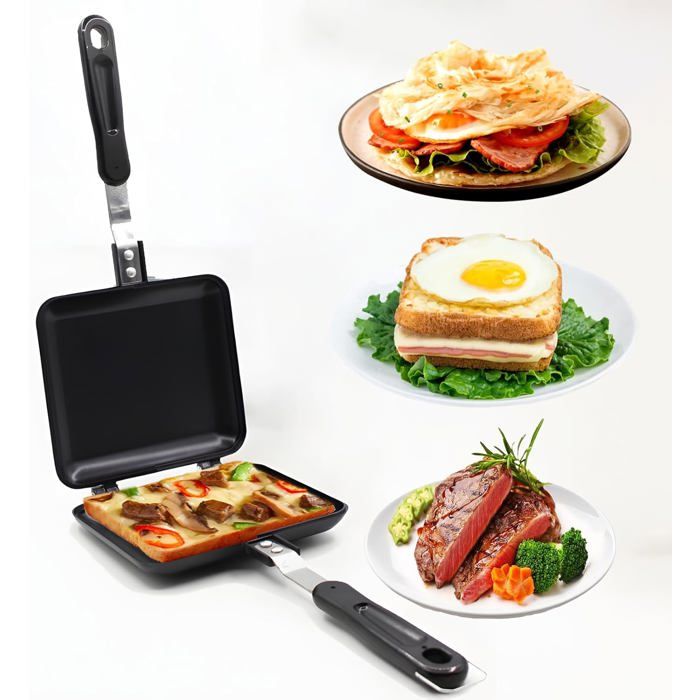 Appareil à sandwichs -Appareil à sandwichs - Appareil à sandwichs carrés - Poêle double face - Appareil à paninis facile à utiliser