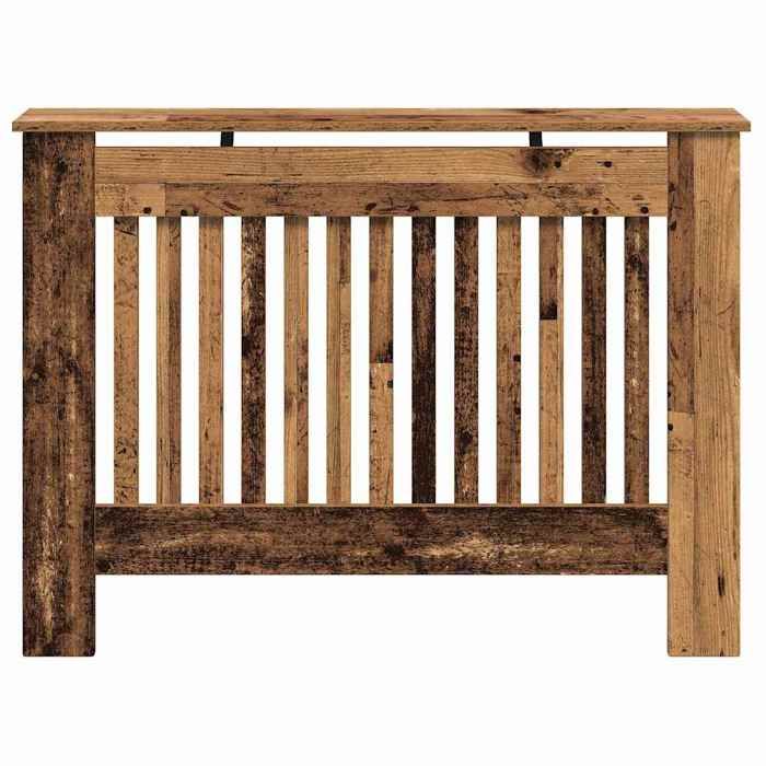 Cache-radiateur en bois - MEUBLECHIC - 112x19x815 cm - Bois ancien - Design à lattes verticales - Rangement intégré