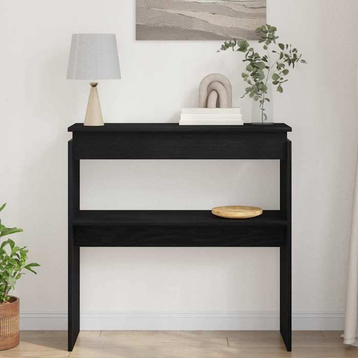 Table console Meuble dEntréeVIDAXL，Petit Bureau Chêne noir 80 x 30 x 80 cm Bois dingénierie 7_2362328
