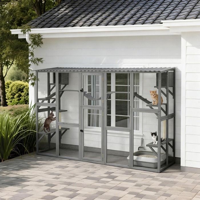 Comparer les prix de Catio Équipé Chat Mural 300x88x185cm - Katventure