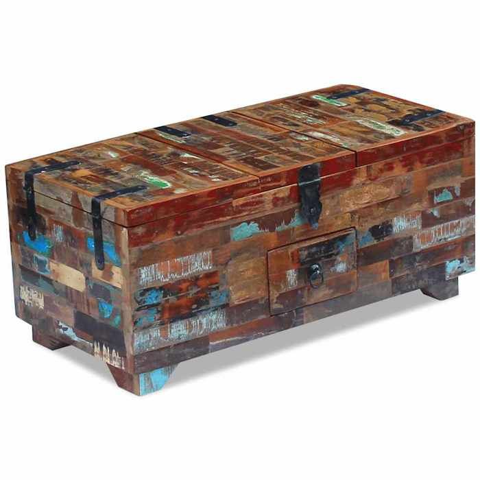 Coffre table basse - NANAS - Anti lhumidité - Table à revues - Bois de récupération massif 80x40x35cm 2491189371