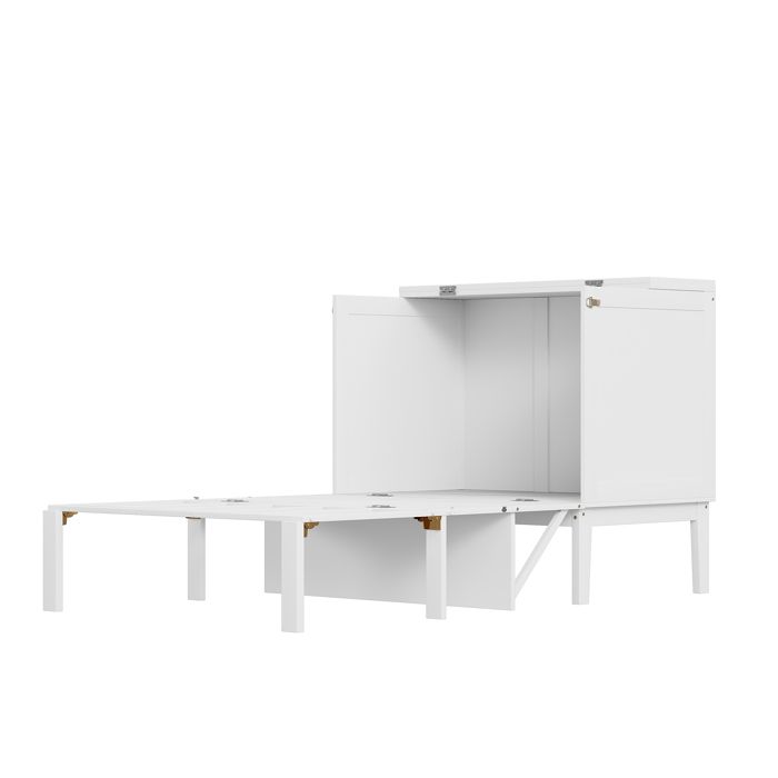 VLIVRA Lit escamotable 1 Place Vertical Rangement Sous Couchage 90 × 200 cm sans Matelas - en Bois - Blanc
