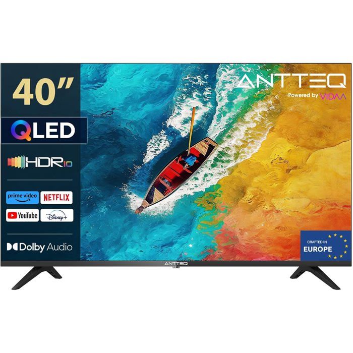 TV AV40F5Q 40 Pouces 2K QLED FHD Smart TV HDR10 Bluetooth Triple Tuner DVB C S2 T2 App Store Netflix Prime Video DAZN Connectée
