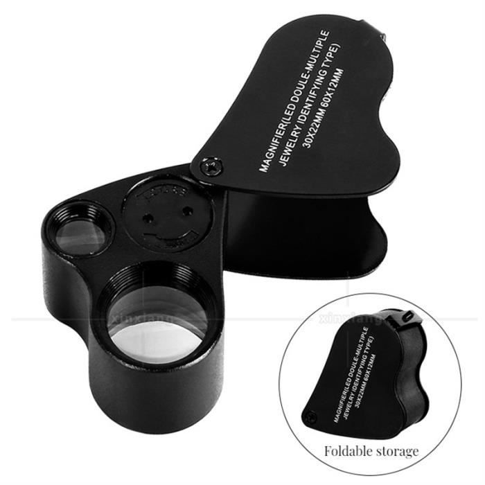 Loupe De Bijoutier Portable 30X/60X/90X Avec éclairage LED - Mini Loupe Oculaire