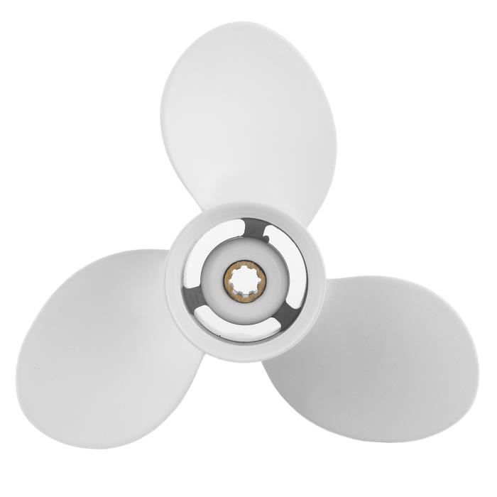 Hélice Aluminium 3 Pales 9 1/4 X 9-J - Pour Moteurs Hors-bord 9.9 à 15 HP - Rotation Droite - 8 Cannelures