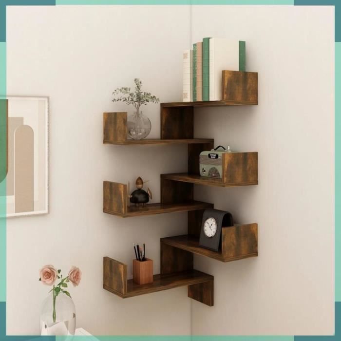 ASHATA Étagères dangle murales 2 pcs Chêne fumé 40x40x50 cm Bois -FHE815205