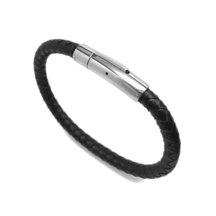 Authentic 24K OR JAUNE Smart Long Tube Noir Tressé Bracelet meilleur cadeau
