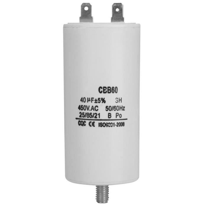 Haude CBB60 450VAC 12uF Polypropylene Film Moteur Course Condensateur avec 2 Fils