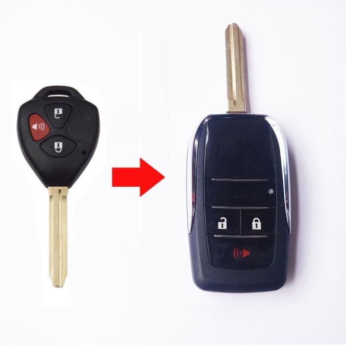 Coque Clé Toyota Prius/Corolla - Porte-clés Cuir Inclus