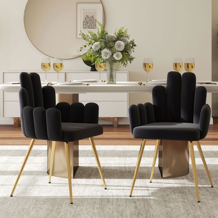 Wahson Chaise de Salle à Manger Lot de 2 Chaise Salle à Manger Chaise de Cuisine avec Pieds Dorés pour Restaurant Velours Noir