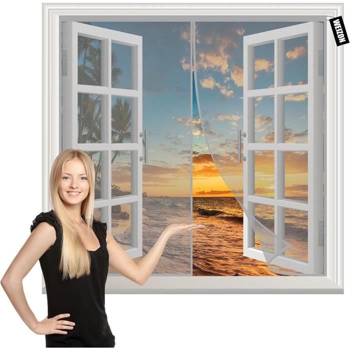 Moustiquaire pour Fenêtre avec Fixation Magnétique, Moustiquaire Découpable Jusqu'à 150 x 130 cm