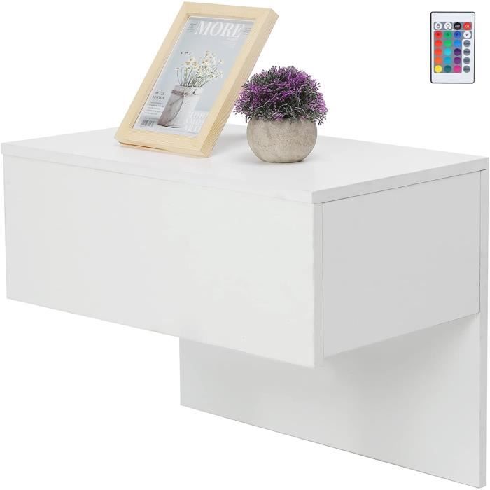 WOLTU Table De Chevet Suspendue. Table De Nuit Étagère Murale Avec Tiroir. Table Suspendue En