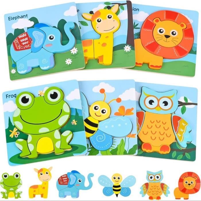 Puzzle en Bois pour Enfants 2 3 4 Ans - Montessori - Animaux 3D ...