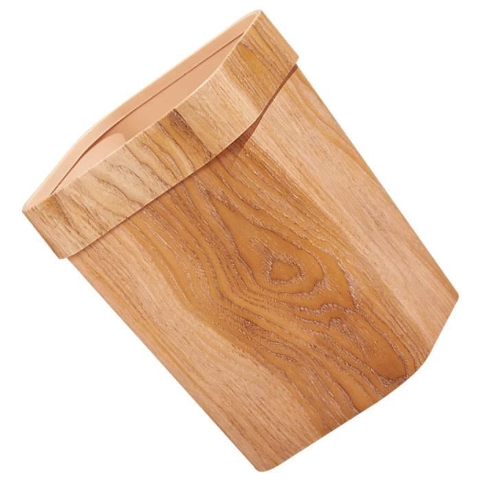 Poubelle De Bureau Style Industriel - 16,8L Fer Et Bois - 28x20x30cm - Pour Chambre, Salon, Corbeille à Papier