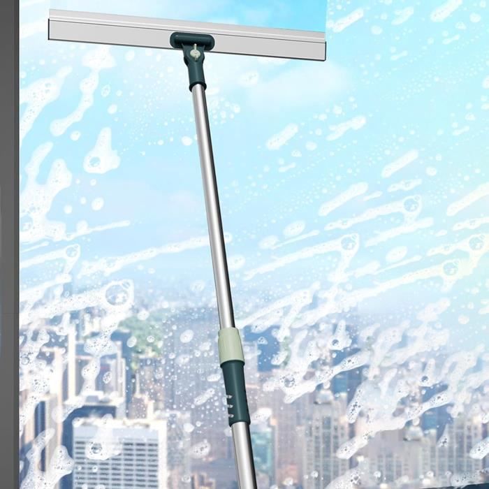 Raclette De Fenêtre Télescopique 2 En 1 - Manche Extensible Jusqu’à 4,5 M - Tête Rotative à 270° - Parfait Pour Intérieur Et Extérieur