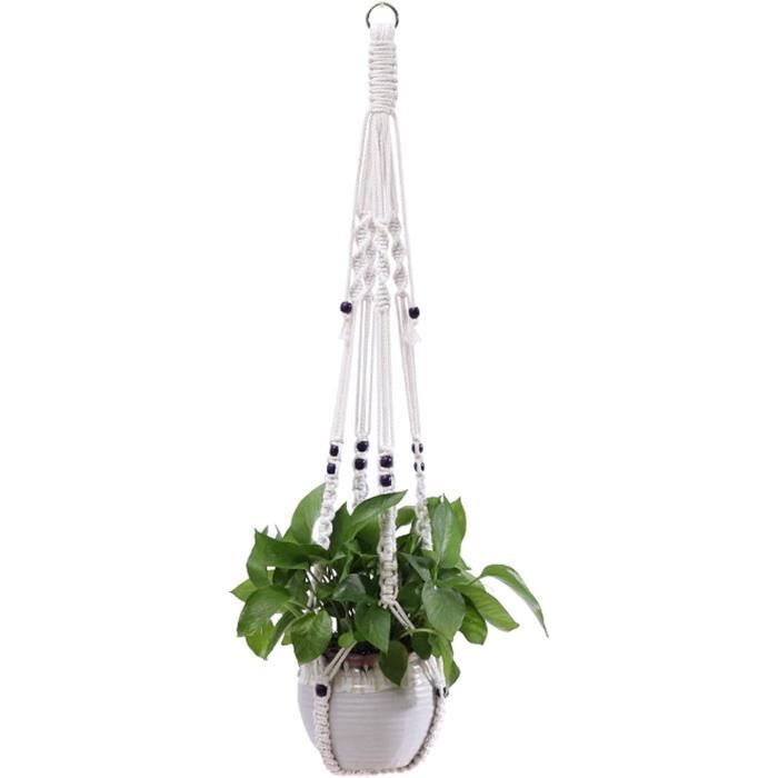 YANGMAN Macramé Usine Hanger, Plante Manique Corde De Coton Avec Des Perles Hanging Planteur Panier Moderne Boho Style Pour Les Maisons Et Le Décoration, 4 Pieds, 100 Cm De Long,1pcs