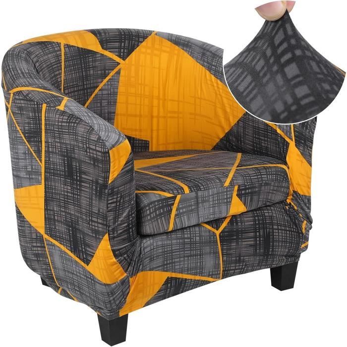 XGANGM Housse De Fauteuil Cabriolet 2 Pièce,Housse De Fauteuil Crapaud Extensible Chesterfield,Housse Fauteuil Salon Club Il Lavable, Couverture De Fauteuil Facile à Installer,Light Beige