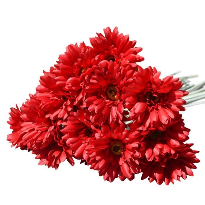 10pcs Artificielle Gerbera Bouquet Fleurs Artificielles Belle