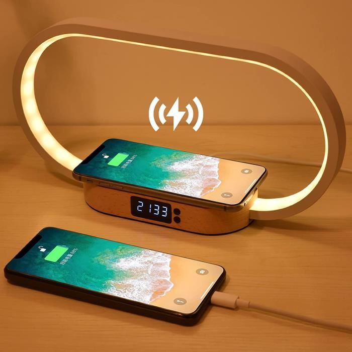Lampe de Chevet Chargeur sans Fil Lampe de Chevet Tactile