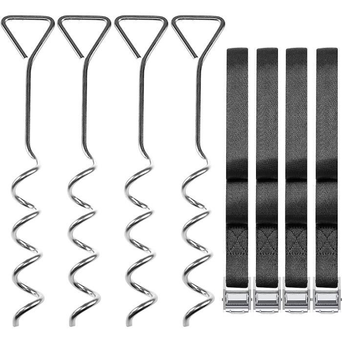 Piquets D'ancrage Solide 50 Cm Avec Vis M10 - Pour Trampoline, Tente, Balançoire, Abri - Résiste Au Vent, Installation Facile