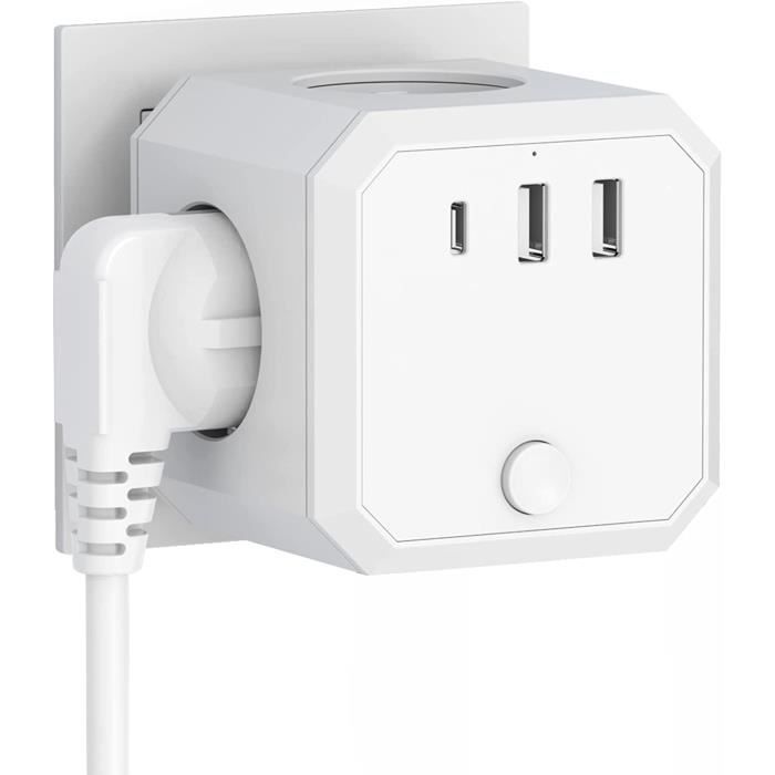 Prise USB Multiple,7 en 1 Multiprise Murale Cube USB Secteur avec 4 ...