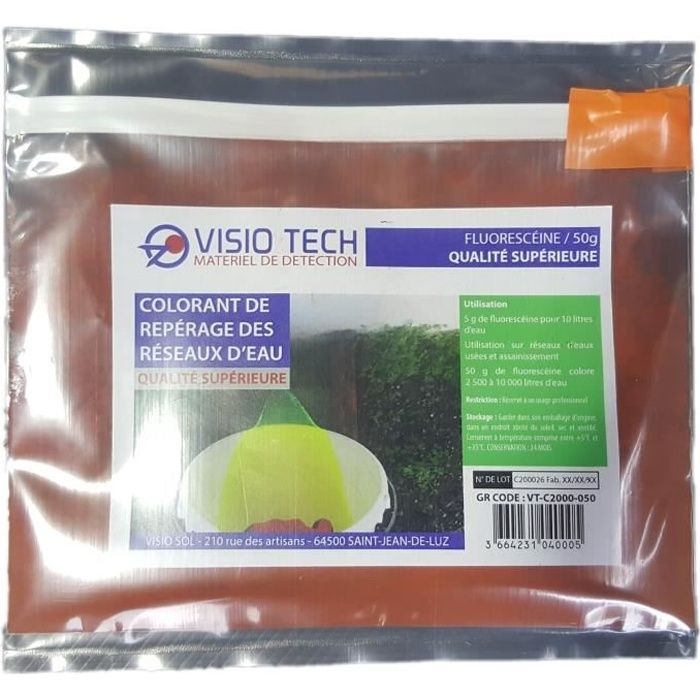 VISIO TECH Fluorescéine 50g, poudre soluble dans l'eau