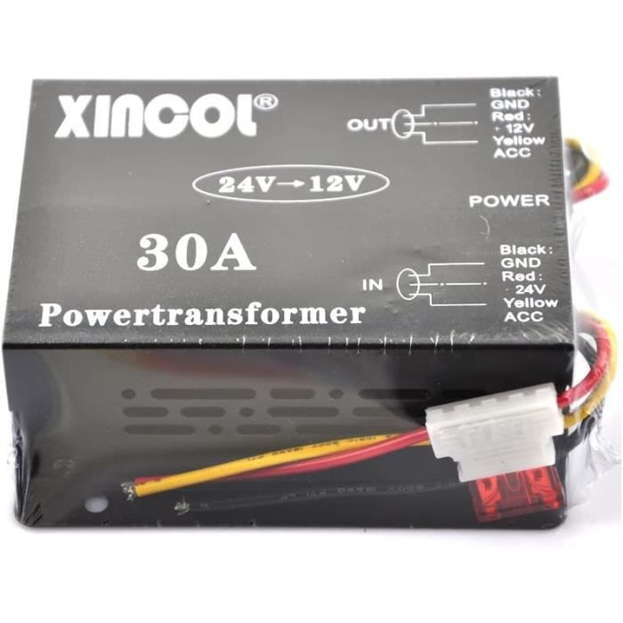 XINCOL® Reducteur De Tension DC/DC 24V à 12V 6A Transformateur Convertisseur De Tension 24 V DC à 12 V DC Portable Alimentation Modulaire étanche