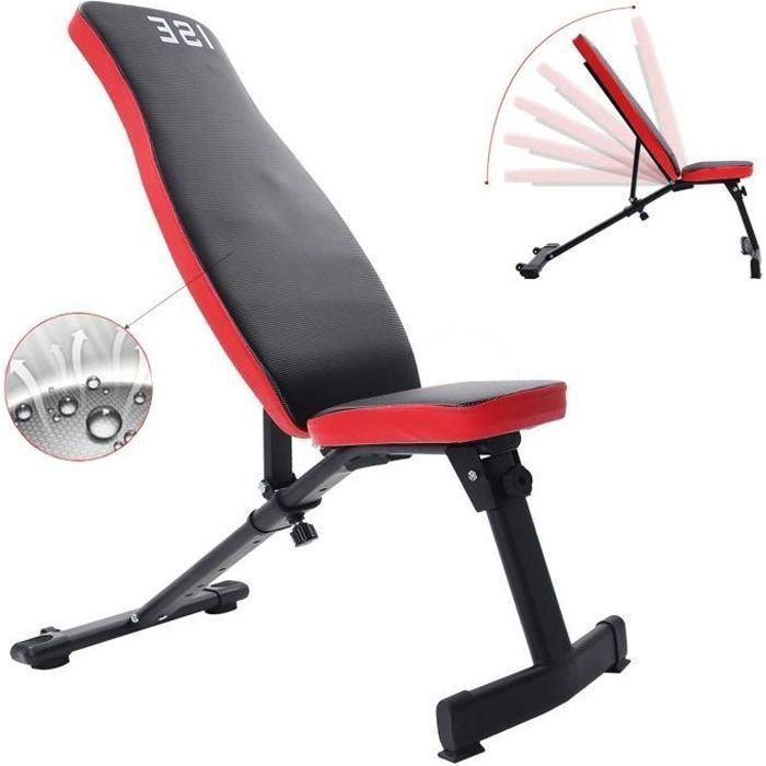 ISE Banc de Musculation incliné ,Pliable ,Dossier réglables en 6 Positions, Formation d'exercice Max 250KG SY-5021