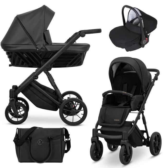 KUNERT Ivento 3en1 - Poussette design - 0 à 3 ans - 9 accessoires - Noir