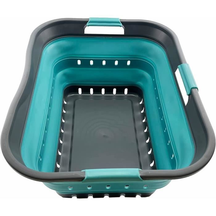 Panier à Linge Pliable SAMMART 19L - Blanc/gris Acier, En TPE Et PP Sans BPA - Gain De Place, Rangement Facile
