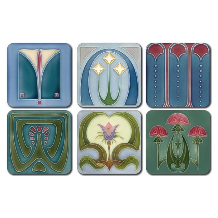 Art Nouveau Carrelage Dessous De Verre Carre Lot De 6 Achat